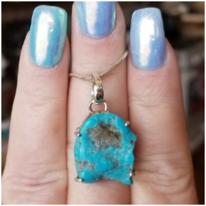 Rough Sleeping Beauty Turquoise Pendant 1.25"